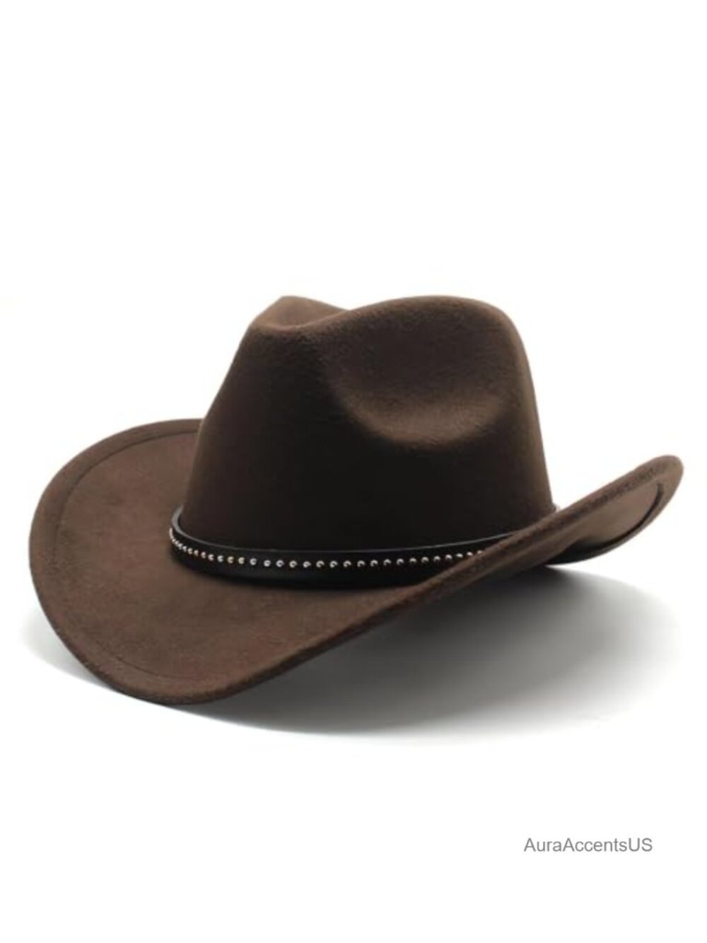 Unisex Wide Brim Felt Cowboy Hat Cotton Polyester Chin Strap